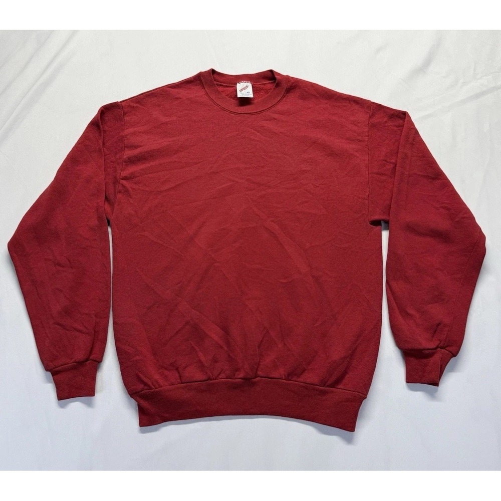 Vintage‎ 90s Jerzees Sweatshirt Mens M Red Long Sleeve Crew Neck Made USA Blank